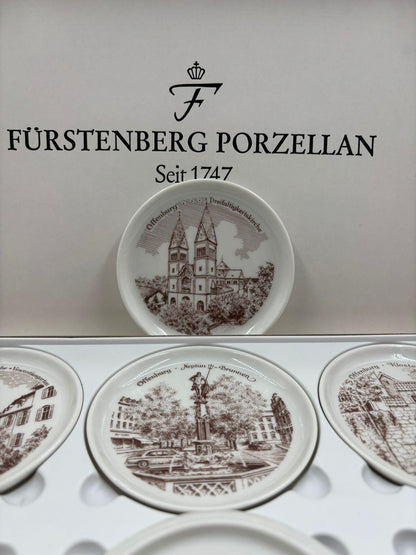 Vintage Sammel Teller Set von Fürstenberg Porzellan Offenburg Motive im Etui