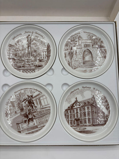 Vintage Sammel Teller Set von Fürstenberg Porzellan Offenburg Motive im Etui