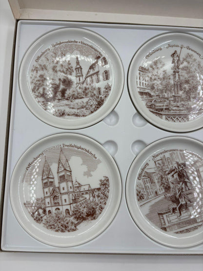 Vintage Sammel Teller Set von Fürstenberg Porzellan Offenburg Motive im Etui