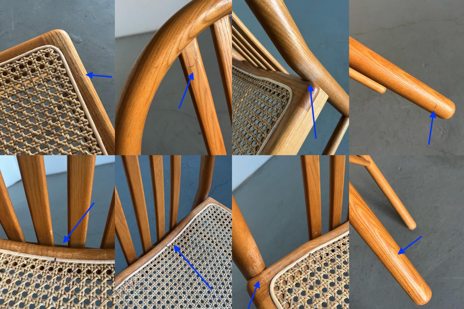 Vintage Essstuhl Holz und Rohrgeflecht Annig Sarian Stil Set von 2