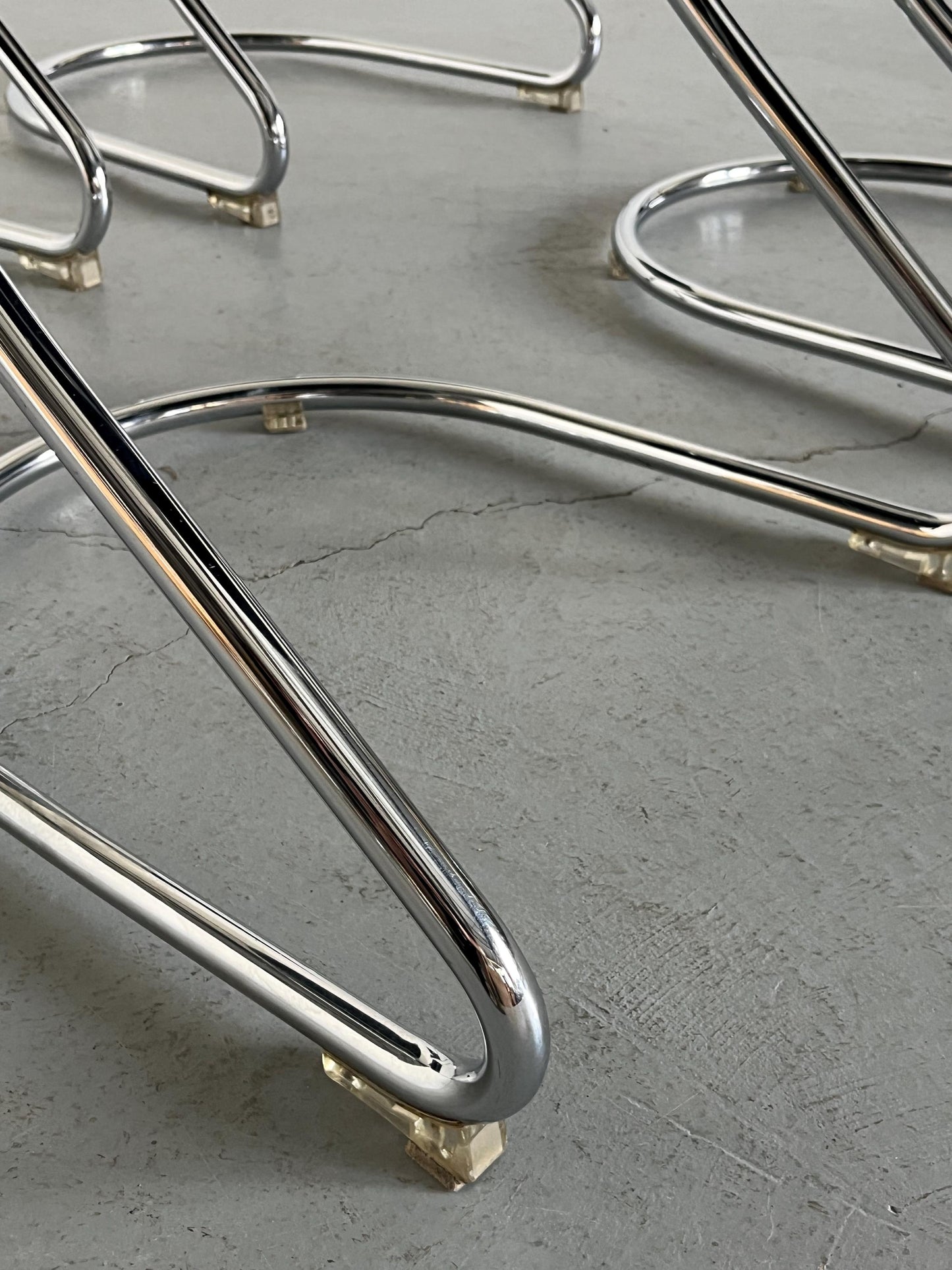 Vintage Freischwinger Stahl von Willy Rizzo für Cidue 1980er Italien