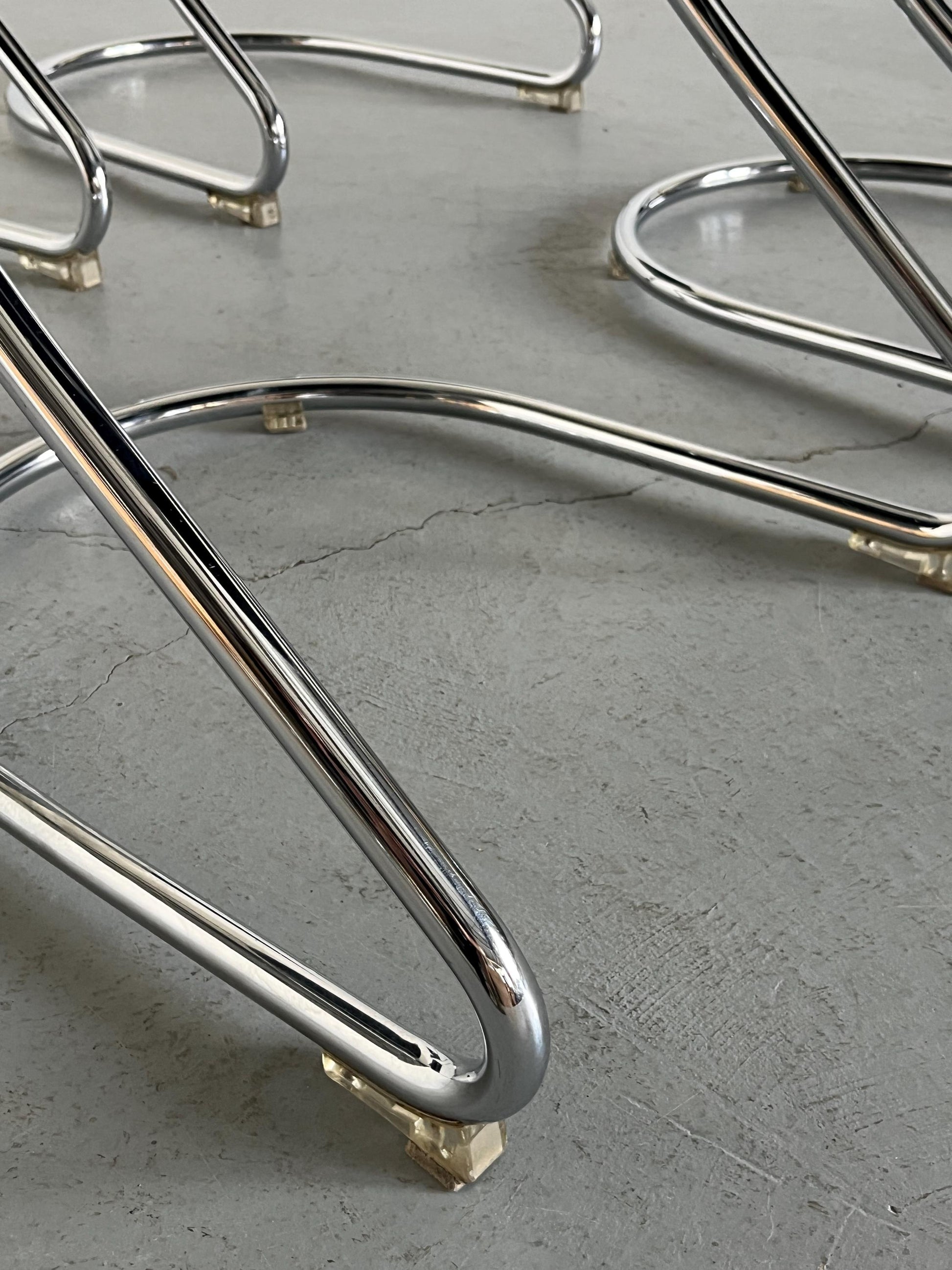 Vintage Freischwinger Stahl von Willy Rizzo für Cidue 1980er Italien