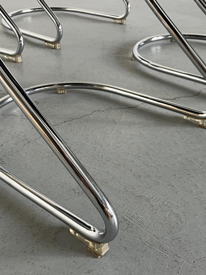 Vintage Freischwinger Stahl von Willy Rizzo für Cidue 1980er Italien