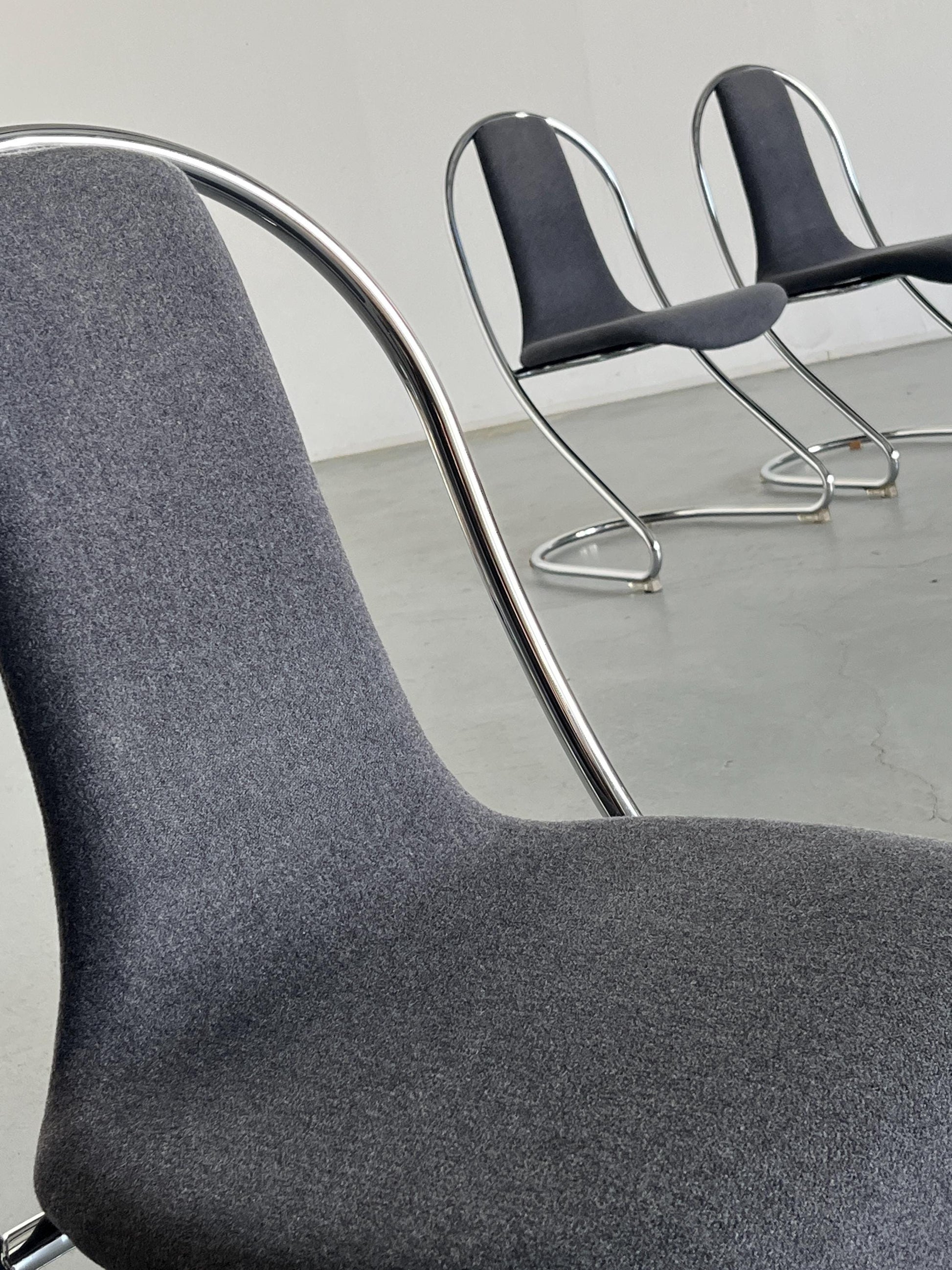 Vintage Freischwinger Stahl von Willy Rizzo für Cidue 1980er Italien