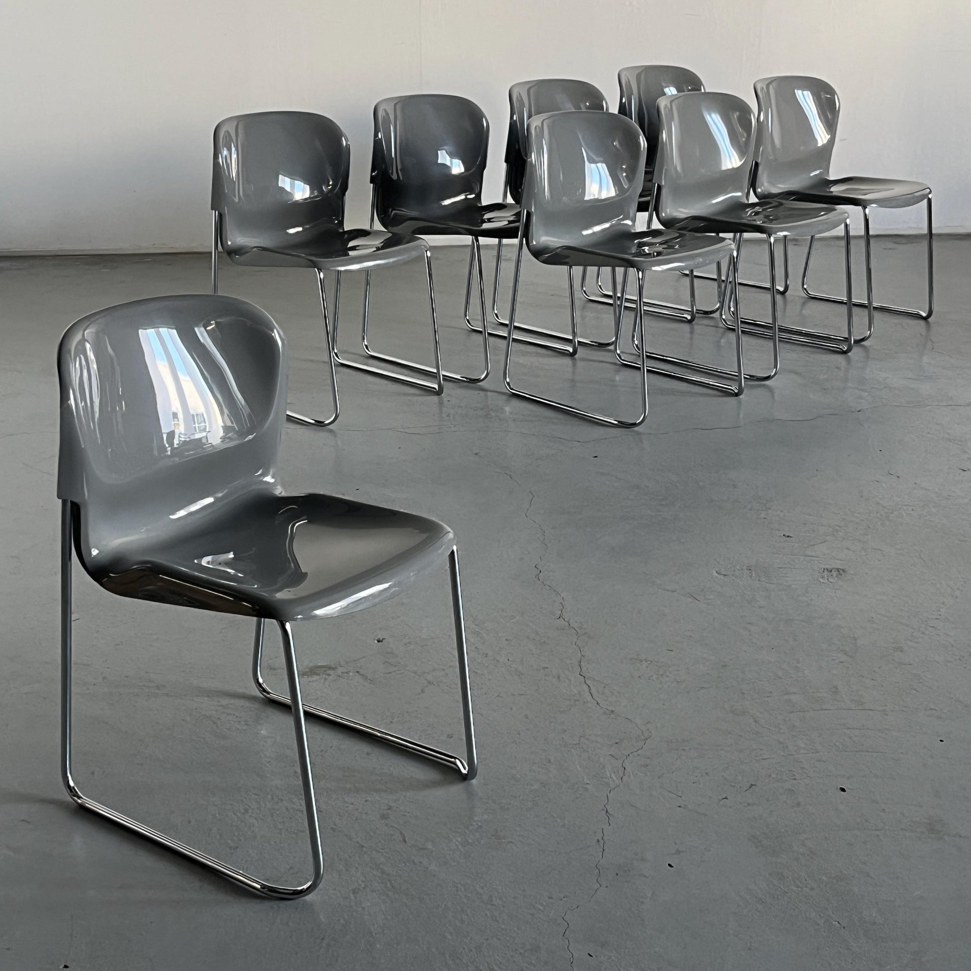 Vintage SM 400 Swing Chair von Gerd Lange für Drabert Grau Retro Kunststoff