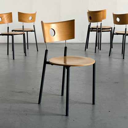 Vintage Postmodern Essstuhl von Kusch+Co in Buchenholz, Kunststoff, Metall, stapelbar