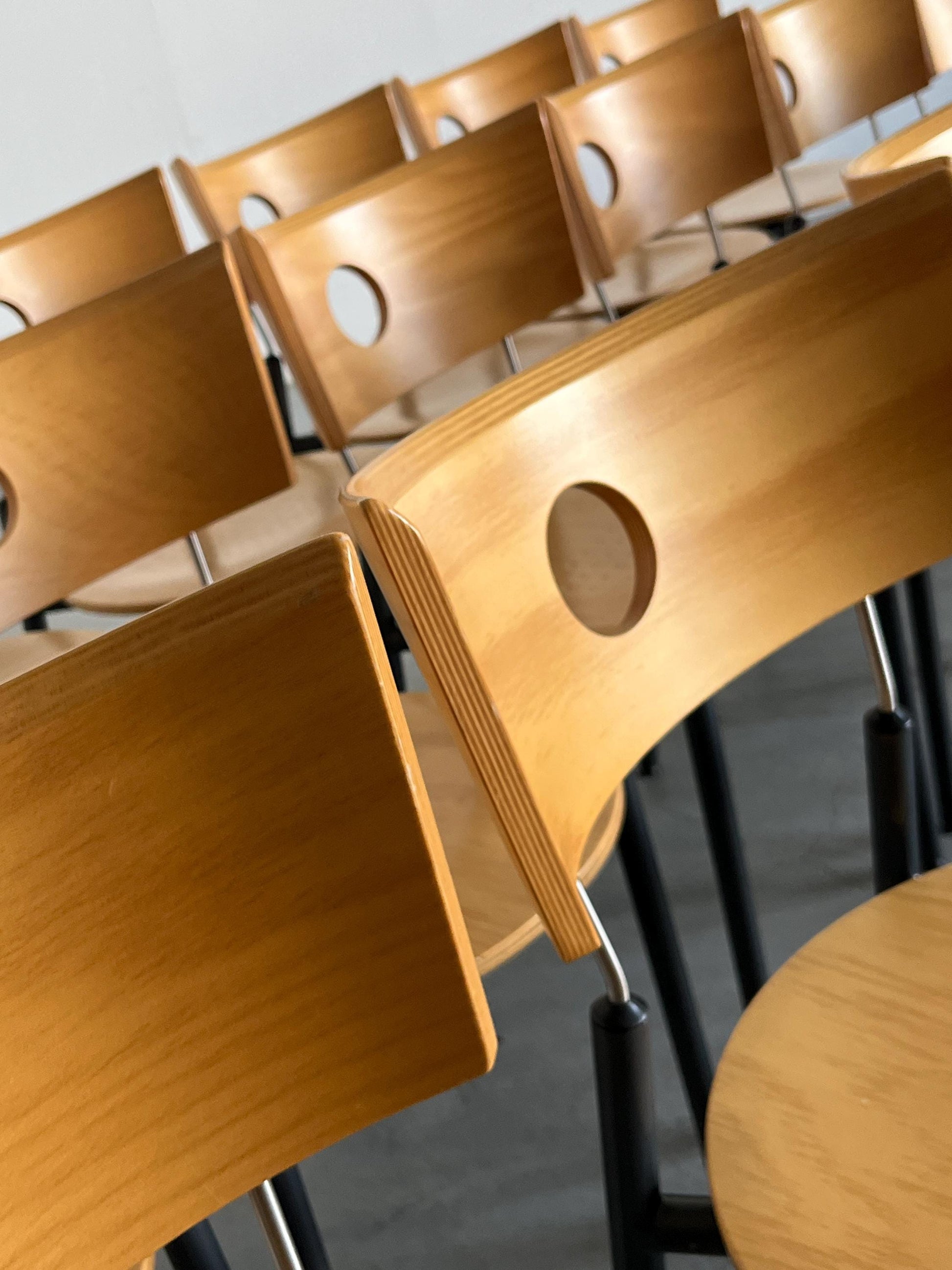 Vintage Postmodern Essstuhl von Kusch+Co in Buchenholz, Kunststoff, Metall, stapelbar