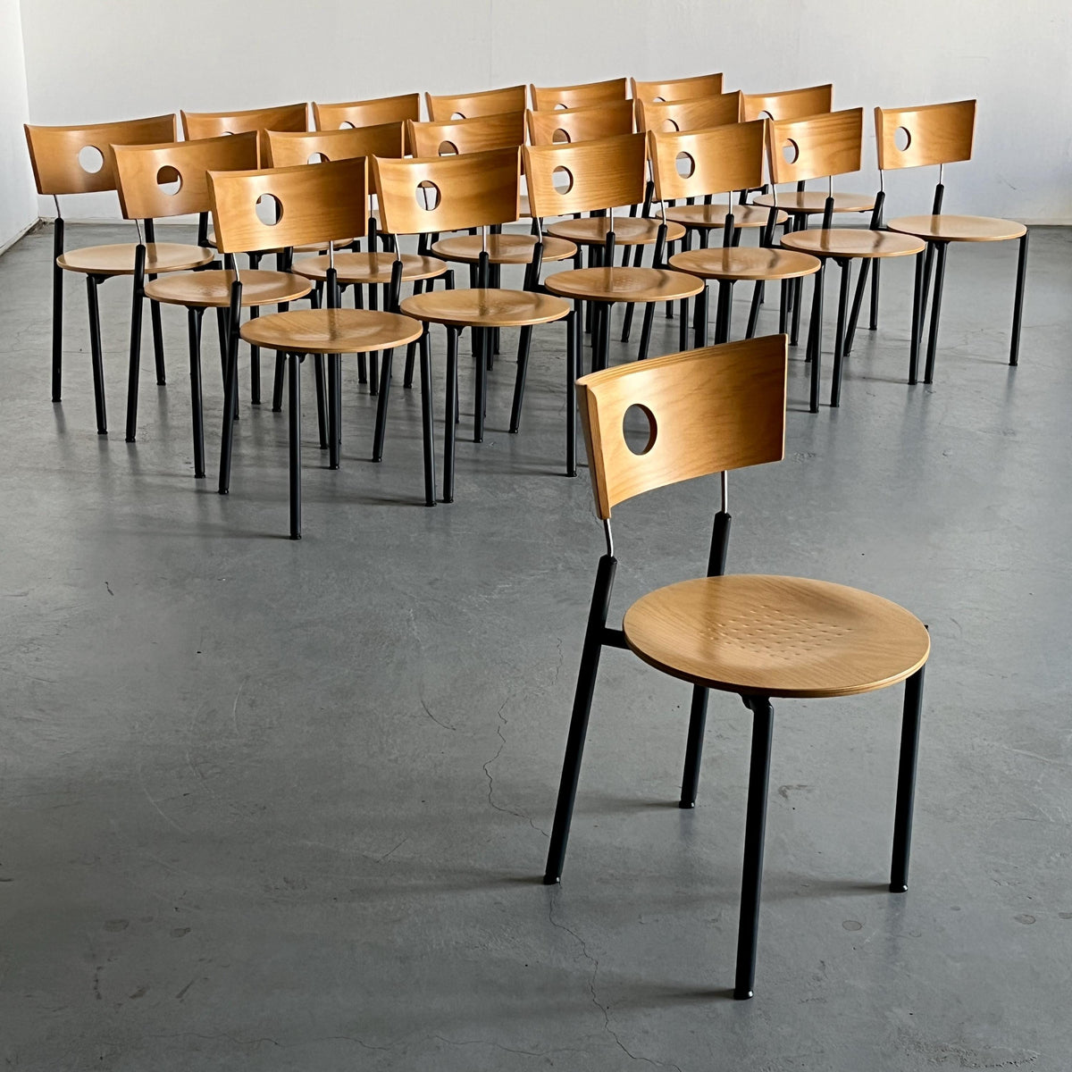 Vintage Postmodern Essstuhl von Kusch+Co in Buchenholz, Kunststoff, Metall, stapelbar
