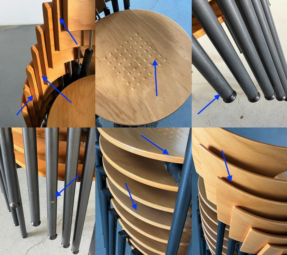 Vintage Postmodern Essstuhl von Kusch+Co in Buchenholz, Kunststoff, Metall, stapelbar