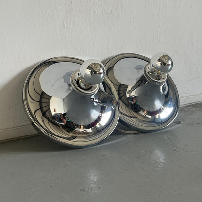 Vintage Wandleuchte Set von 2 von Meblo einzigartig chrom, Space Age, Slowenien, 1970er