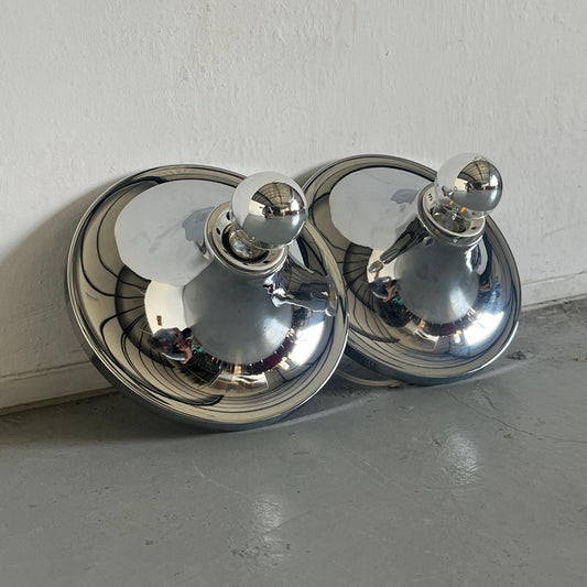 Vintage Wandleuchte Set von 2 von Meblo einzigartig chrom, Space Age, Slowenien, 1970er