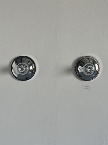 Vintage Wandleuchte Set von 2 von Meblo einzigartig chrom, Space Age, Slowenien, 1970er