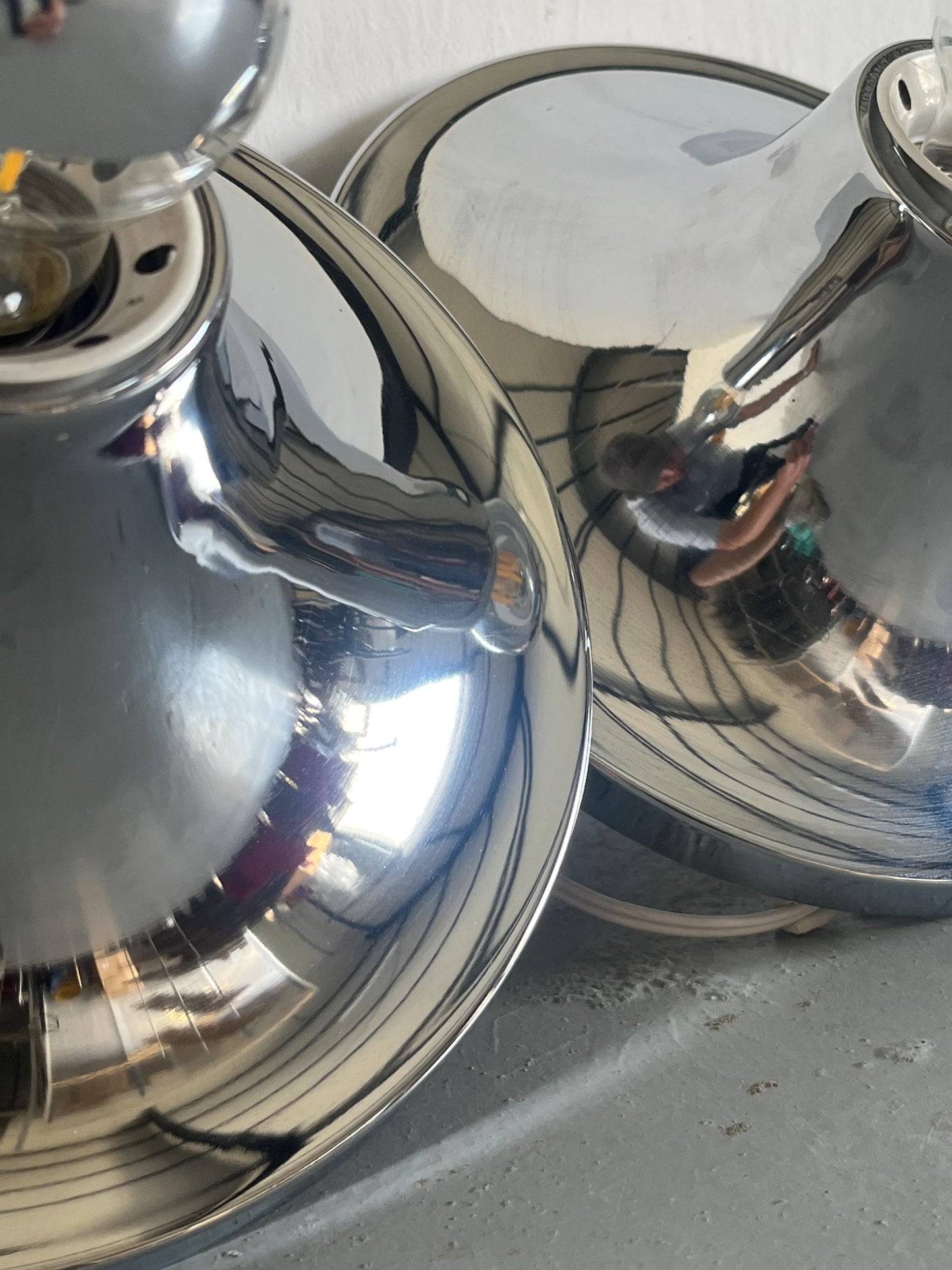 Vintage Wandleuchte Set von 2 von Meblo einzigartig chrom, Space Age, Slowenien, 1970er