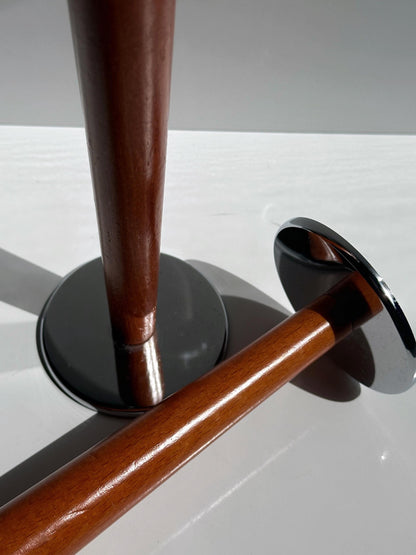 Vintage Kerzenhalter Set von 2 aus Metall und Holz