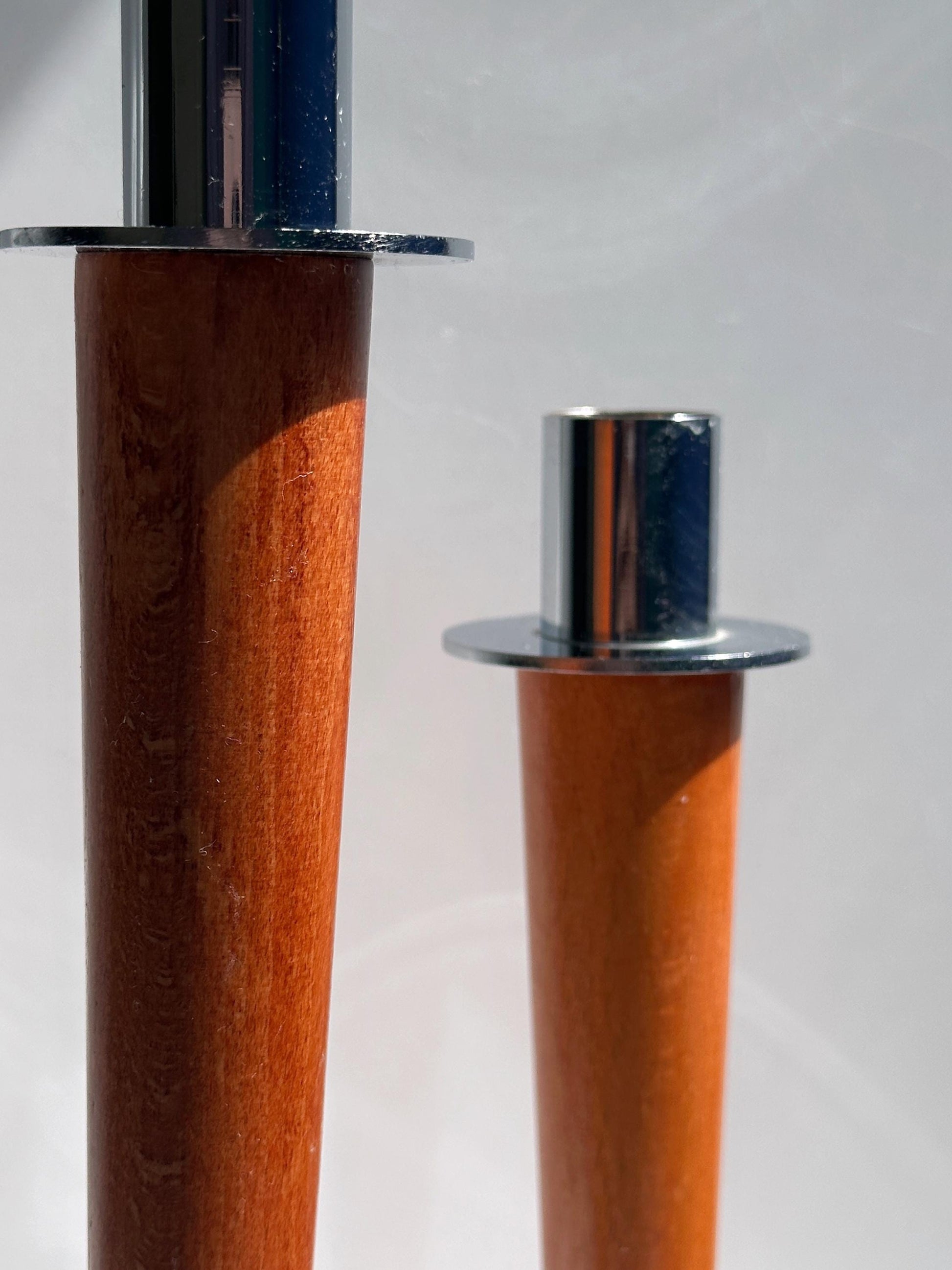 Vintage Kerzenhalter Set von 2 aus Metall und Holz