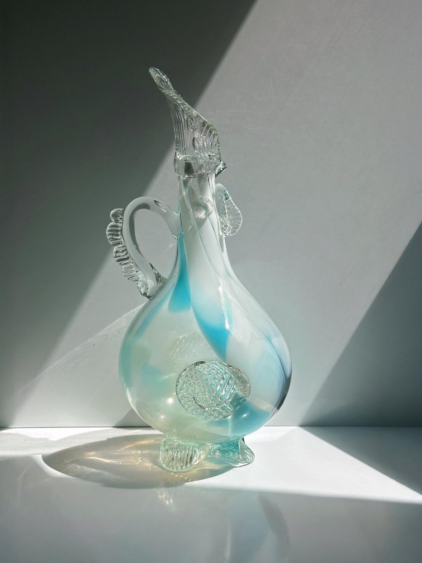 Vintage Vase Murano Hahn Henne mundgeblasen blau