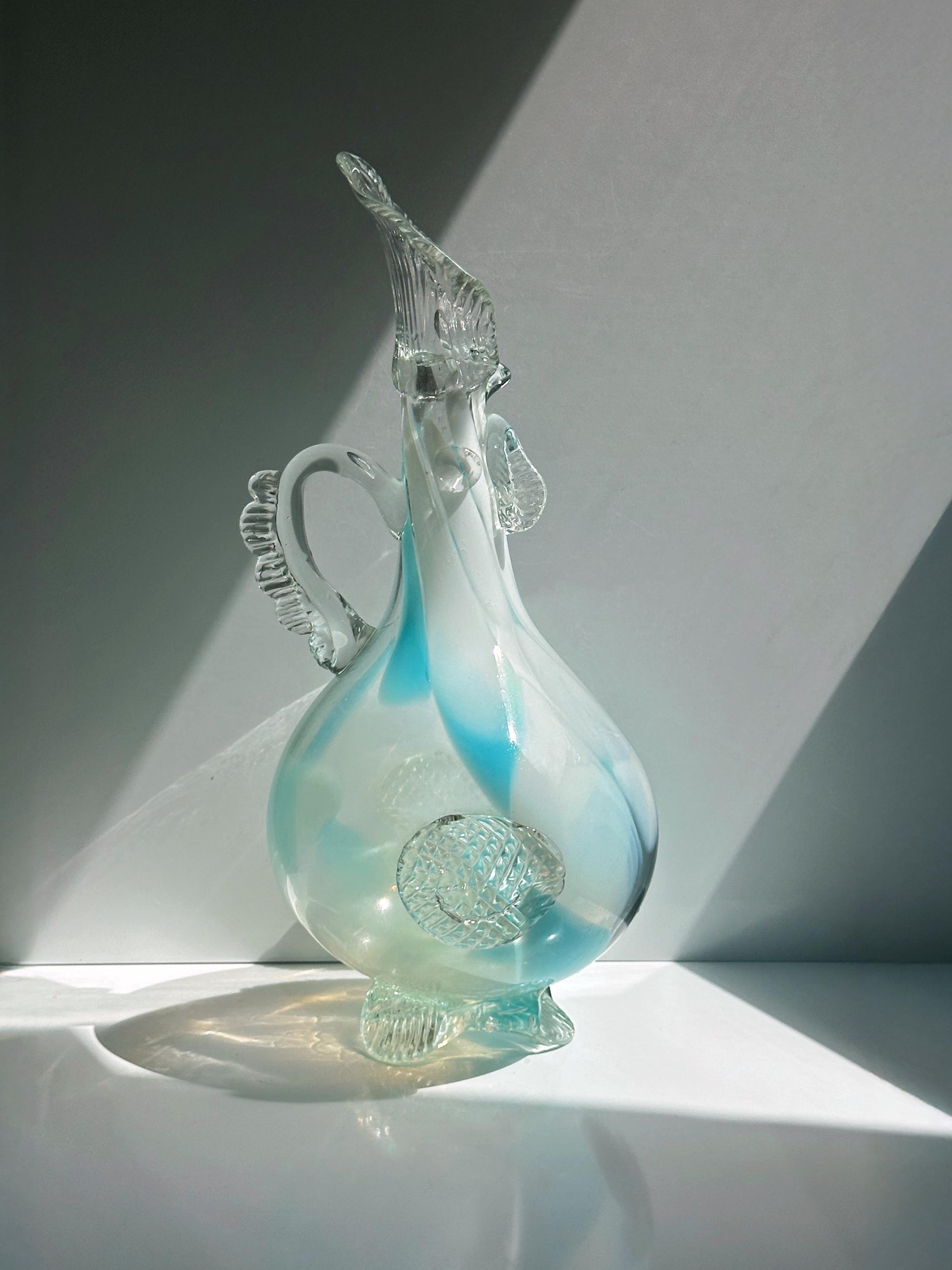 Vintage Vase Murano Hahn Henne mundgeblasen blau