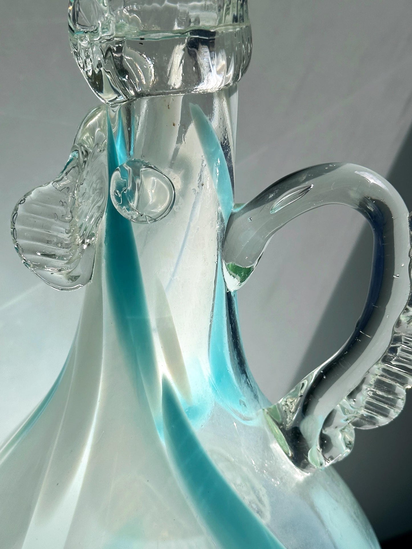 Vintage Vase Murano Hahn Henne mundgeblasen blau