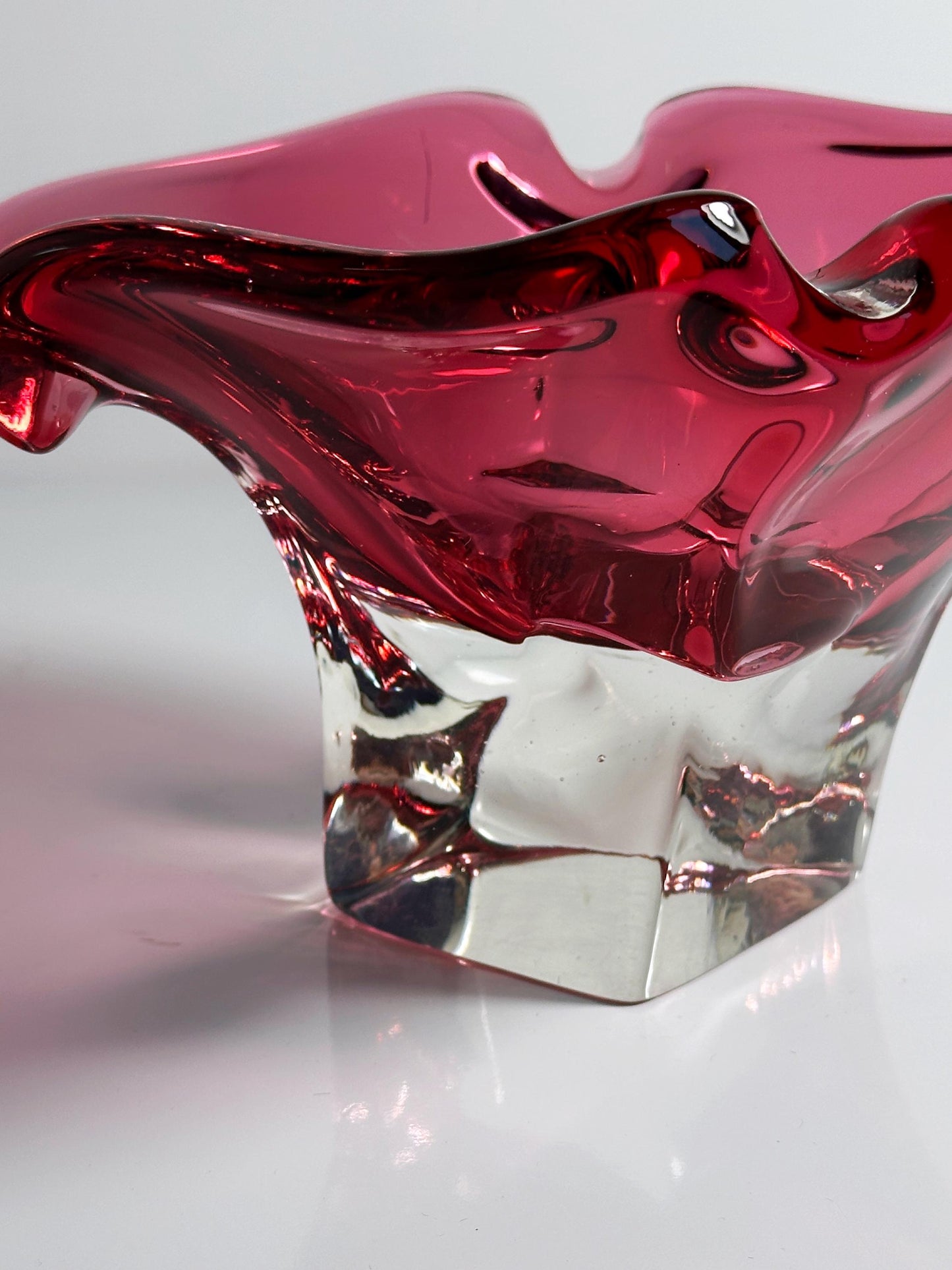 Vintage Schale Vide Poche von Josef Hospodka für Chribska, böhmisches Cranberry Glas