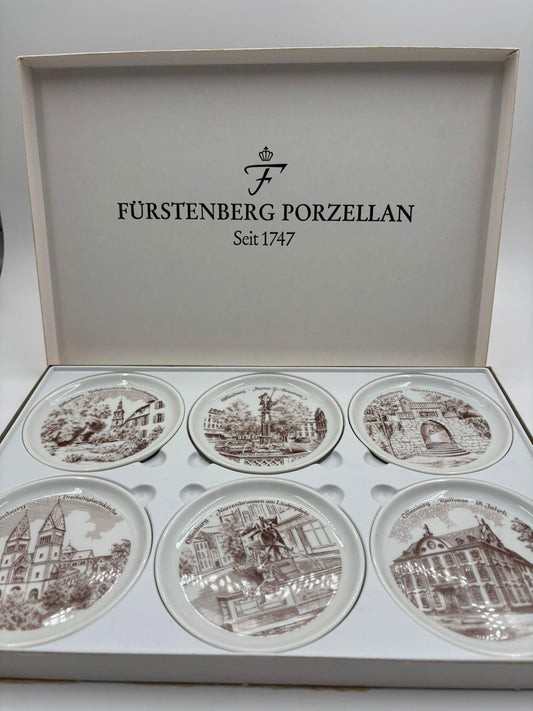 Vintage Sammel Teller Set von Fürstenberg Porzellan Offenburg Motive im Etui
