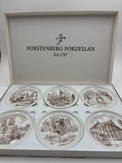Vintage Sammel Teller Set von Fürstenberg Porzellan Offenburg Motive im Etui