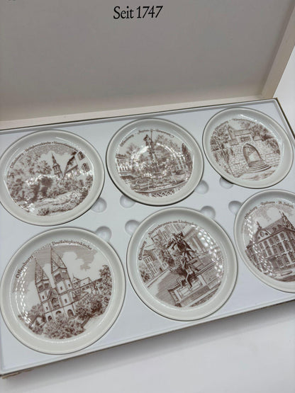 Vintage Sammel Teller Set von Fürstenberg Porzellan Offenburg Motive im Etui