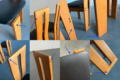 Vintage Hochlehnenstuhl Buchenholz Kunstleder im Stil von Pietro Constantini Set von 4