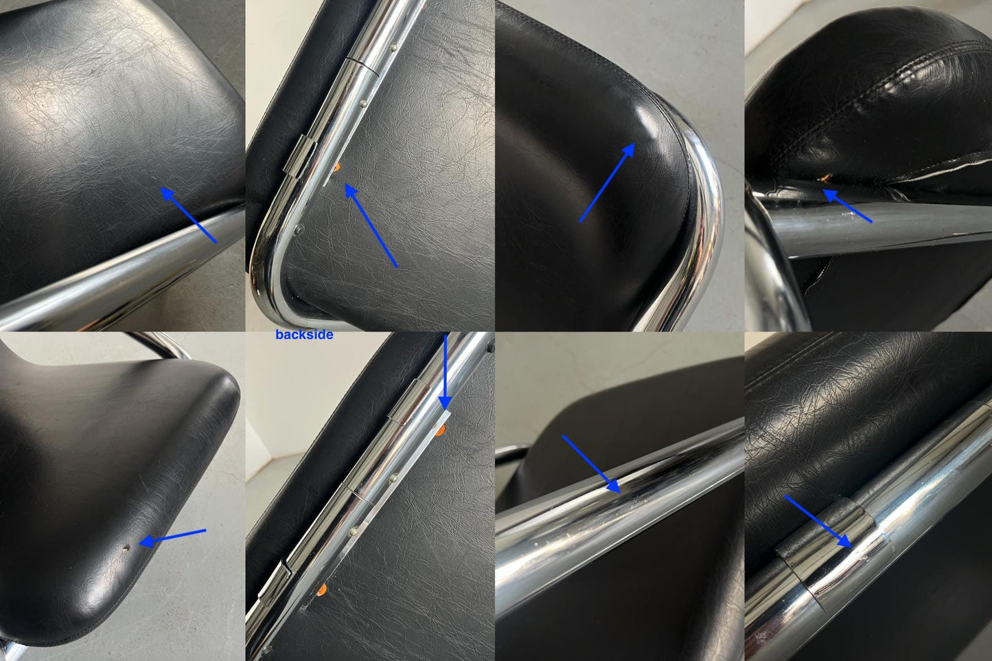 Vintage Freischwinger Armstuhl Schwarz Leder Chromstahl