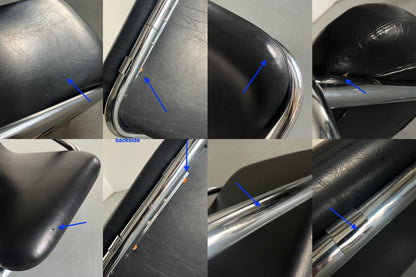 Vintage Freischwinger Armstuhl Schwarz Leder Chromstahl