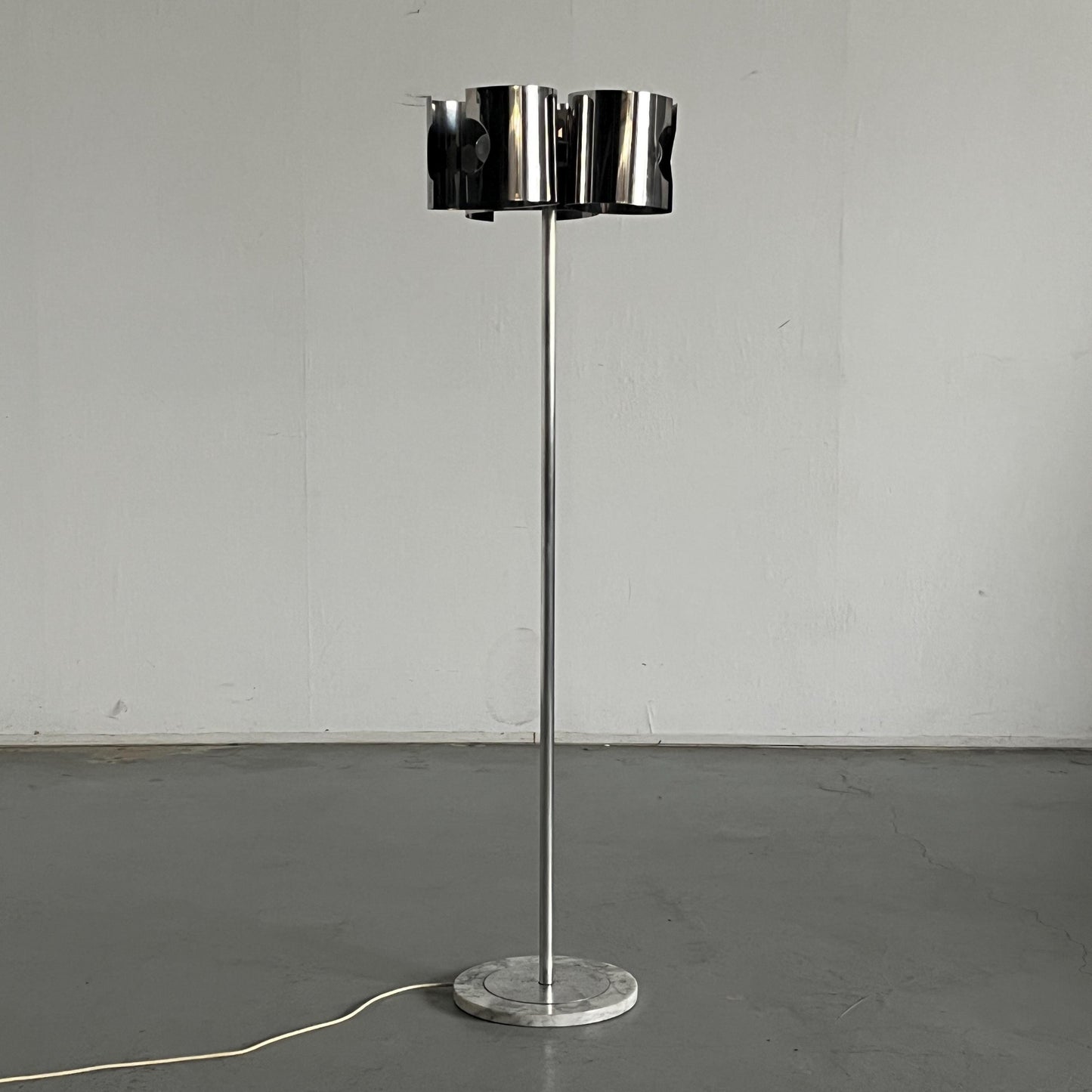 Vintage Stehlampe Space Age Chrom Marmor 1980er Italien