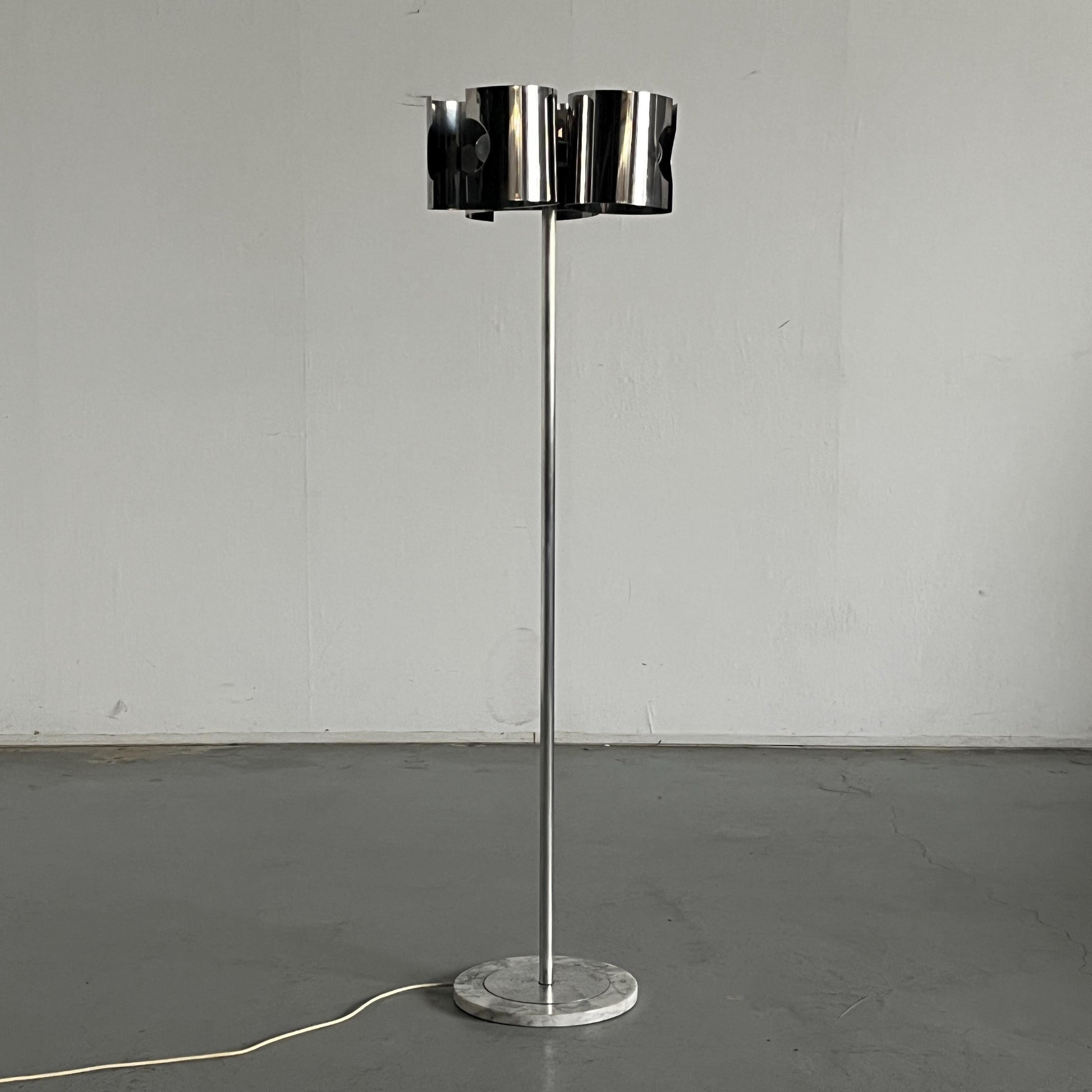 Vintage Stehlampe Space Age Chrom Marmor 1980er Italien