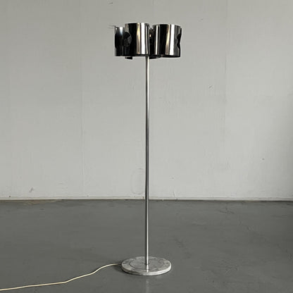 Vintage Stehlampe Space Age Chrom Marmor 1980er Italien