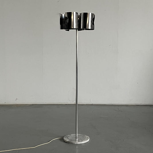 Vintage Stehlampe Space Age Chrom Marmor 1980er Italien
