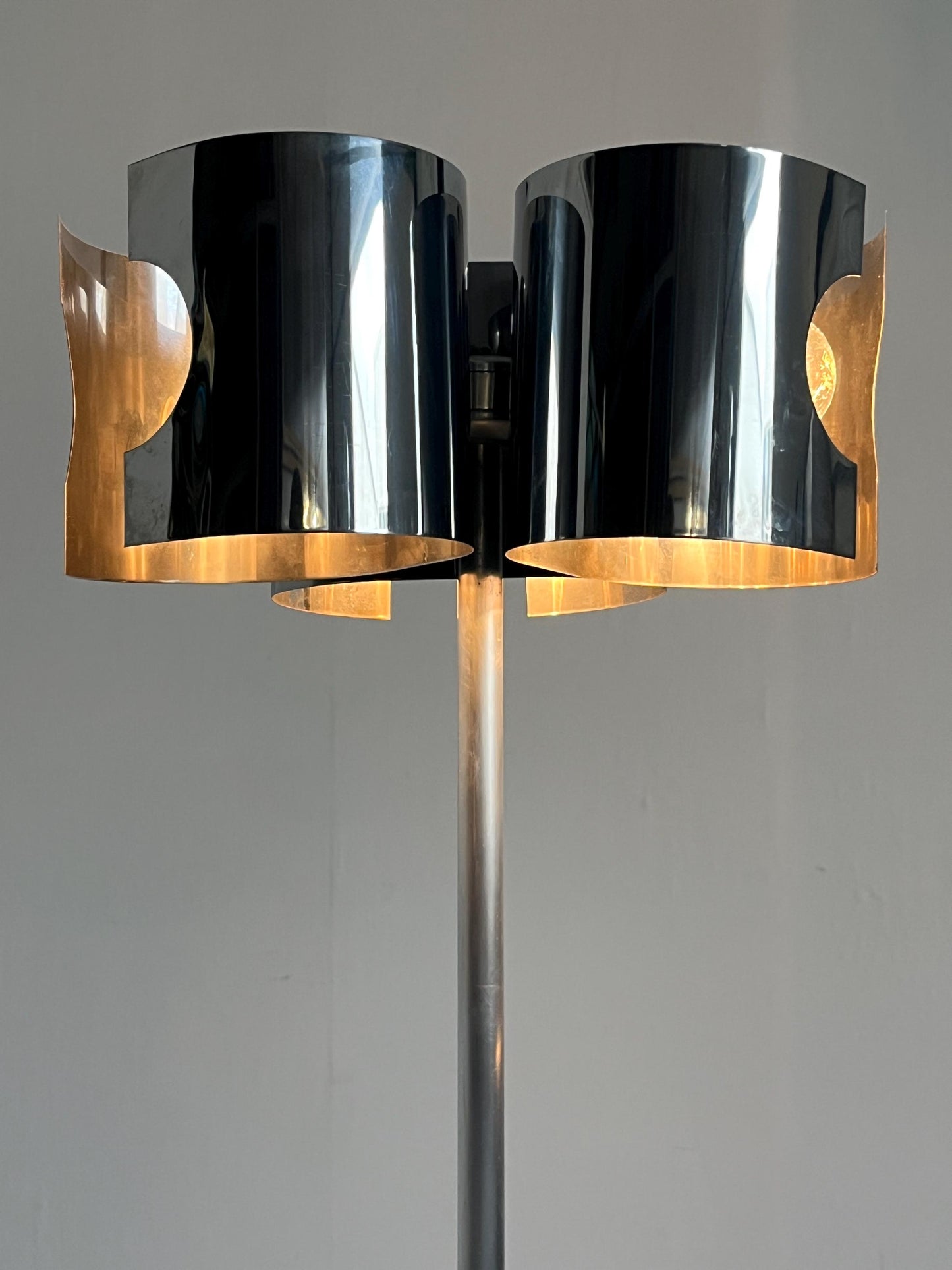 Vintage Stehlampe Space Age Chrom Marmor 1980er Italien