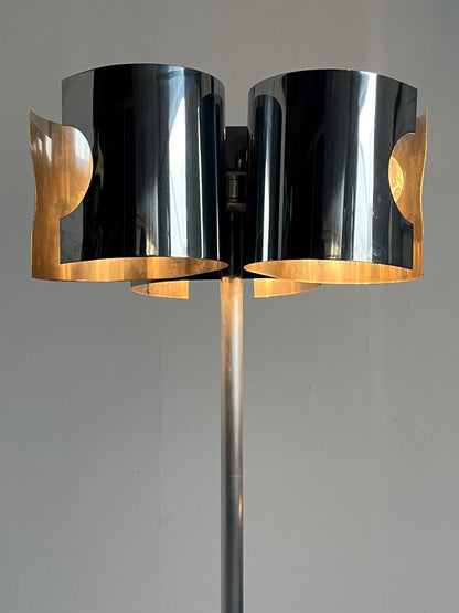 Vintage Stehlampe Space Age Chrom Marmor 1980er Italien