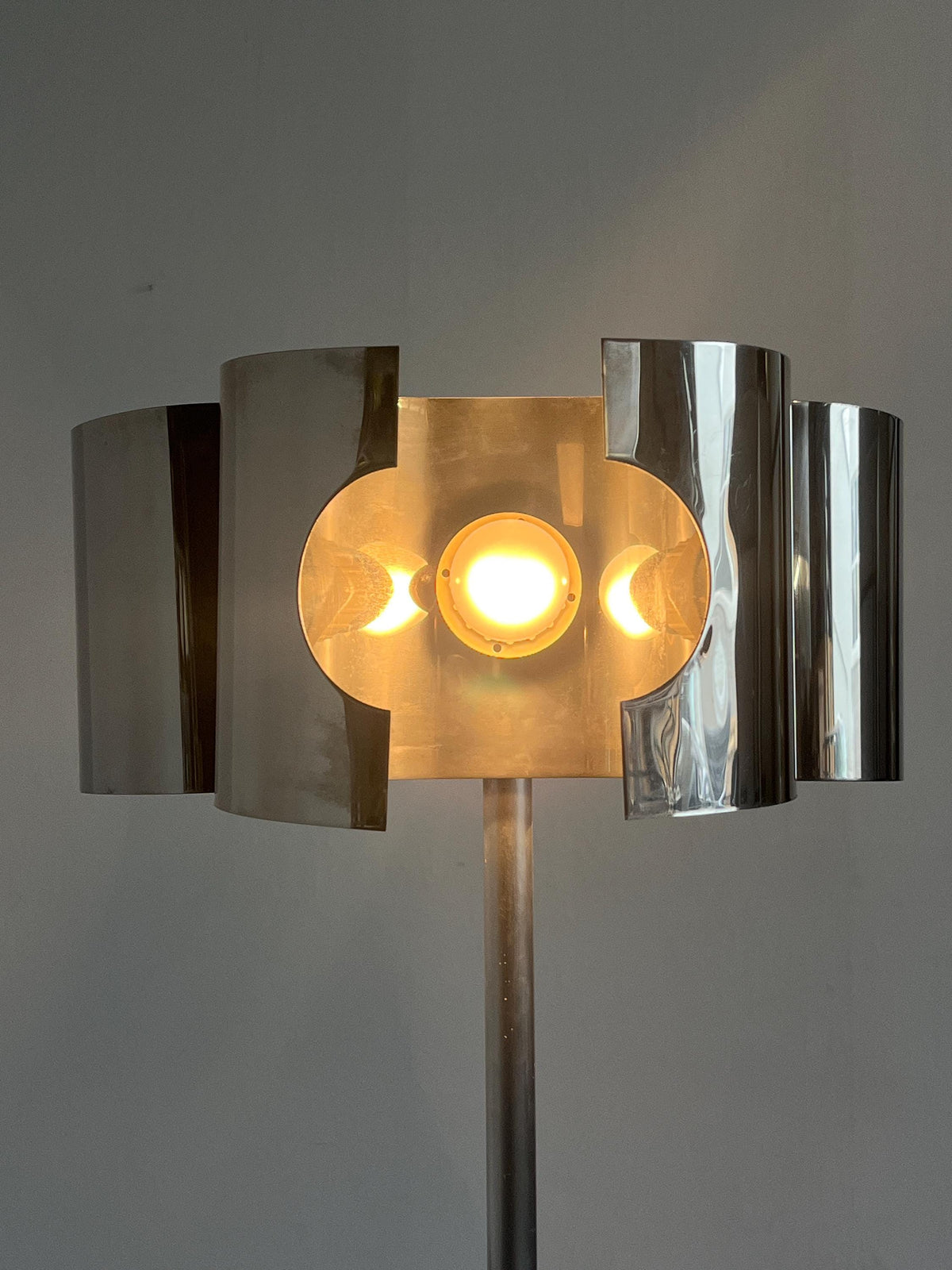 Vintage Stehlampe Space Age Chrom Marmor 1980er Italien