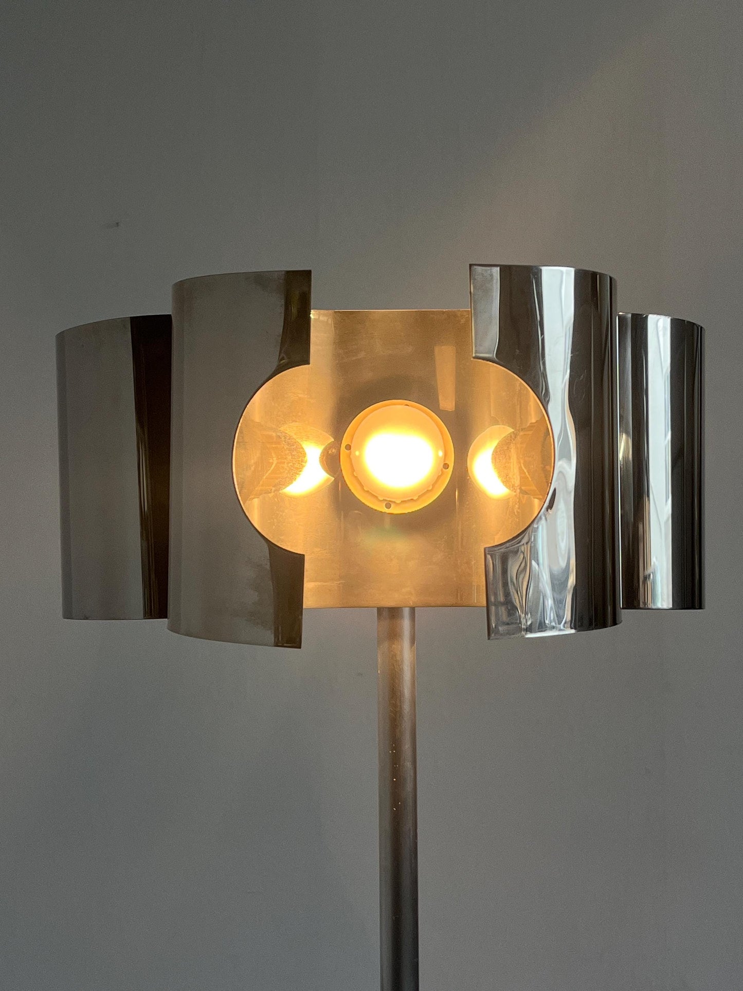 Vintage Stehlampe Space Age Chrom Marmor 1980er Italien