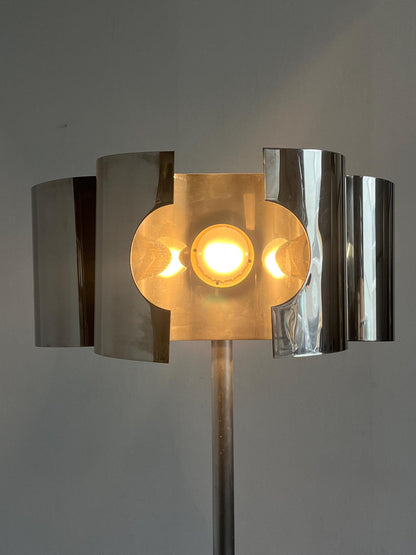 Vintage Stehlampe Space Age Chrom Marmor 1980er Italien