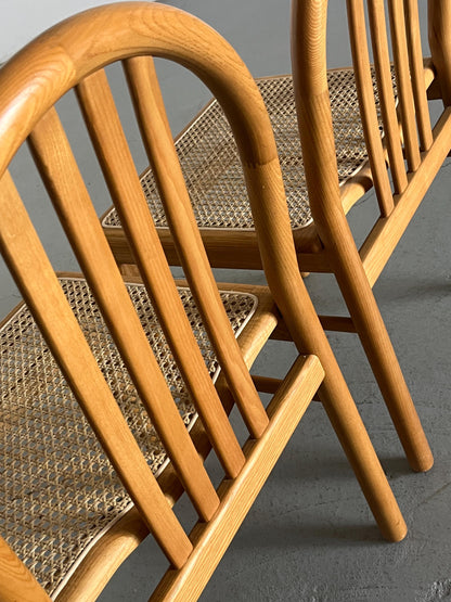 Vintage Essstuhl Holz und Rohrgeflecht Annig Sarian Stil Set von 2