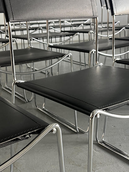 Vintage Esszimmerstuhl Giandomenico Belotti Kunstleder Chromstahl 1980er Italien