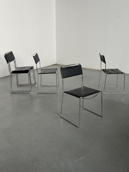 Vintage Esszimmerstuhl Giandomenico Belotti Kunstleder Chromstahl 1980er Italien