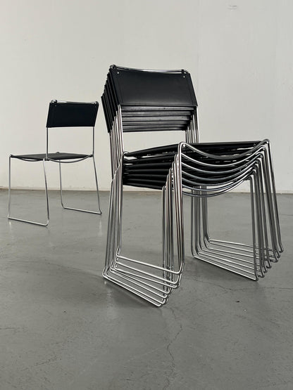 Vintage Esszimmerstuhl Giandomenico Belotti Kunstleder Chromstahl 1980er Italien