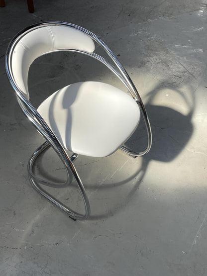 Vintage Stuhl von Rinaldi und Rizzo für Italien verchromtes Stahlrohr veganes Kunstleder