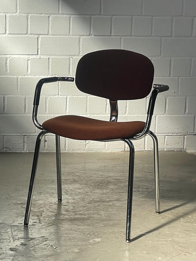 Vintage chair by Mies van der Rohe for Bauhaus, chrome, brown fabric