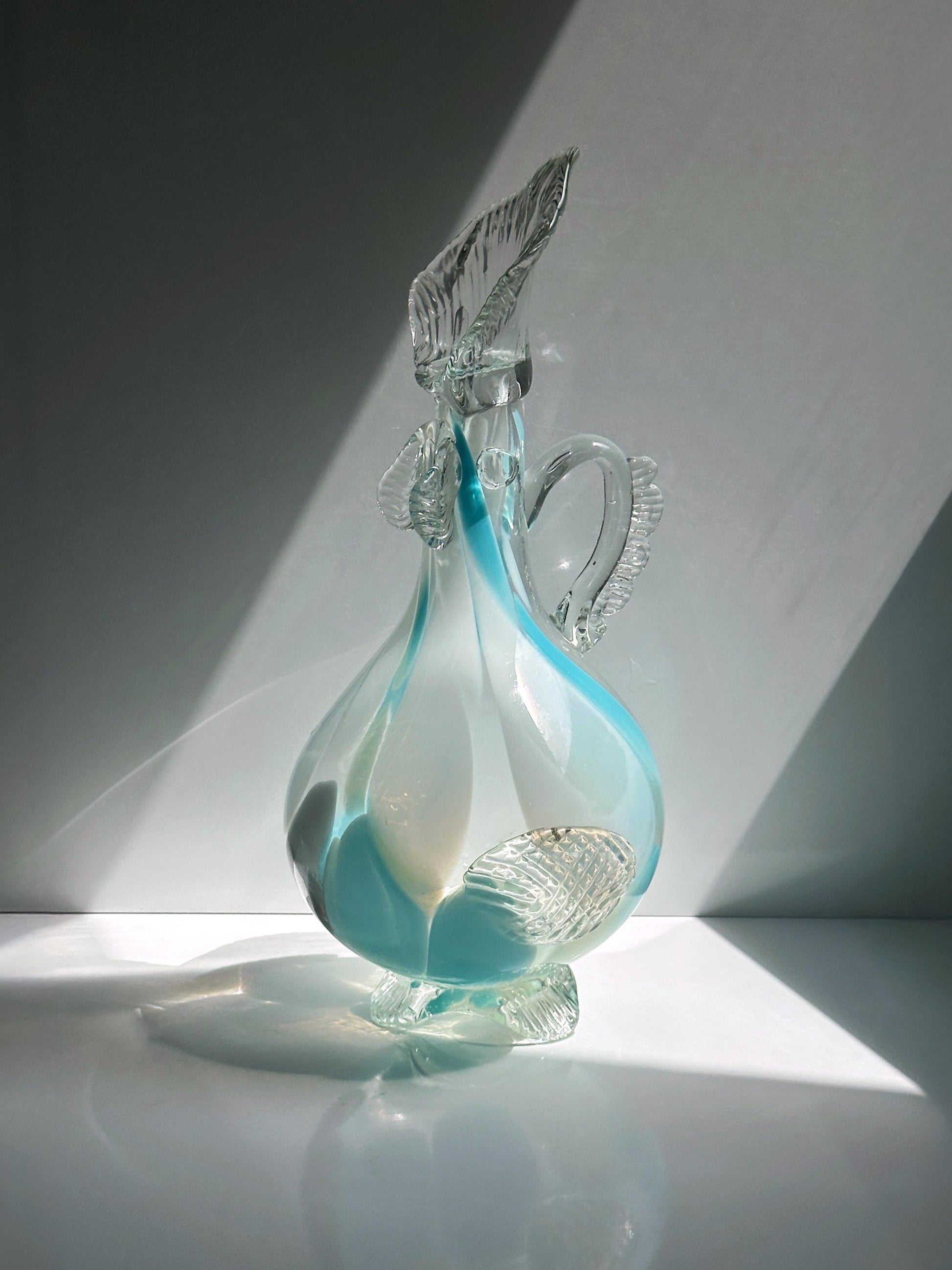 Vintage Vase Murano Hahn Henne mundgeblasen blau