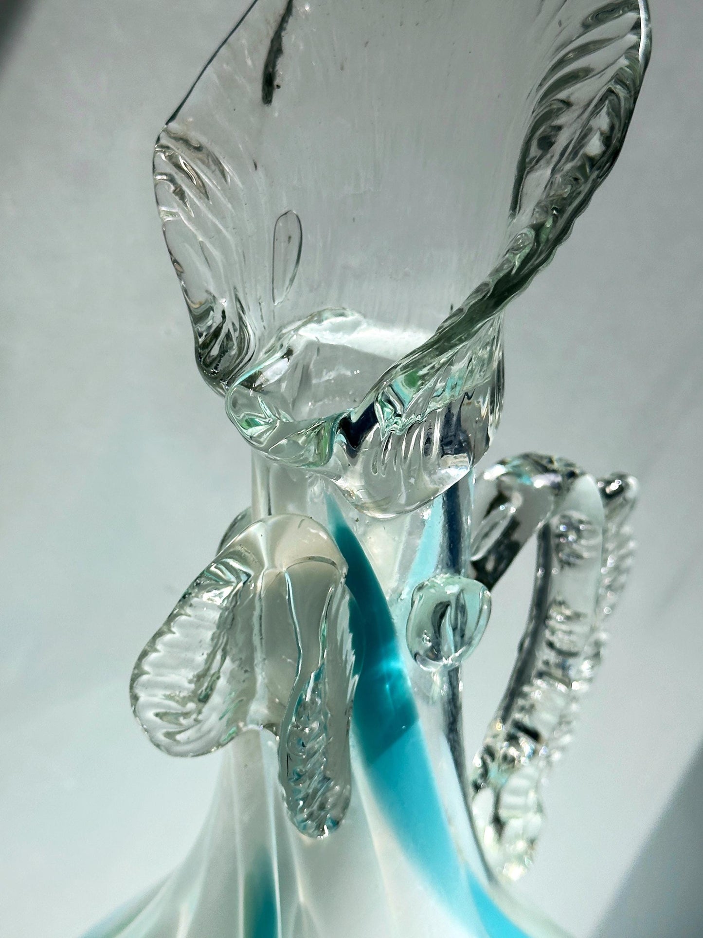 Vintage Vase Murano Hahn Henne mundgeblasen blau