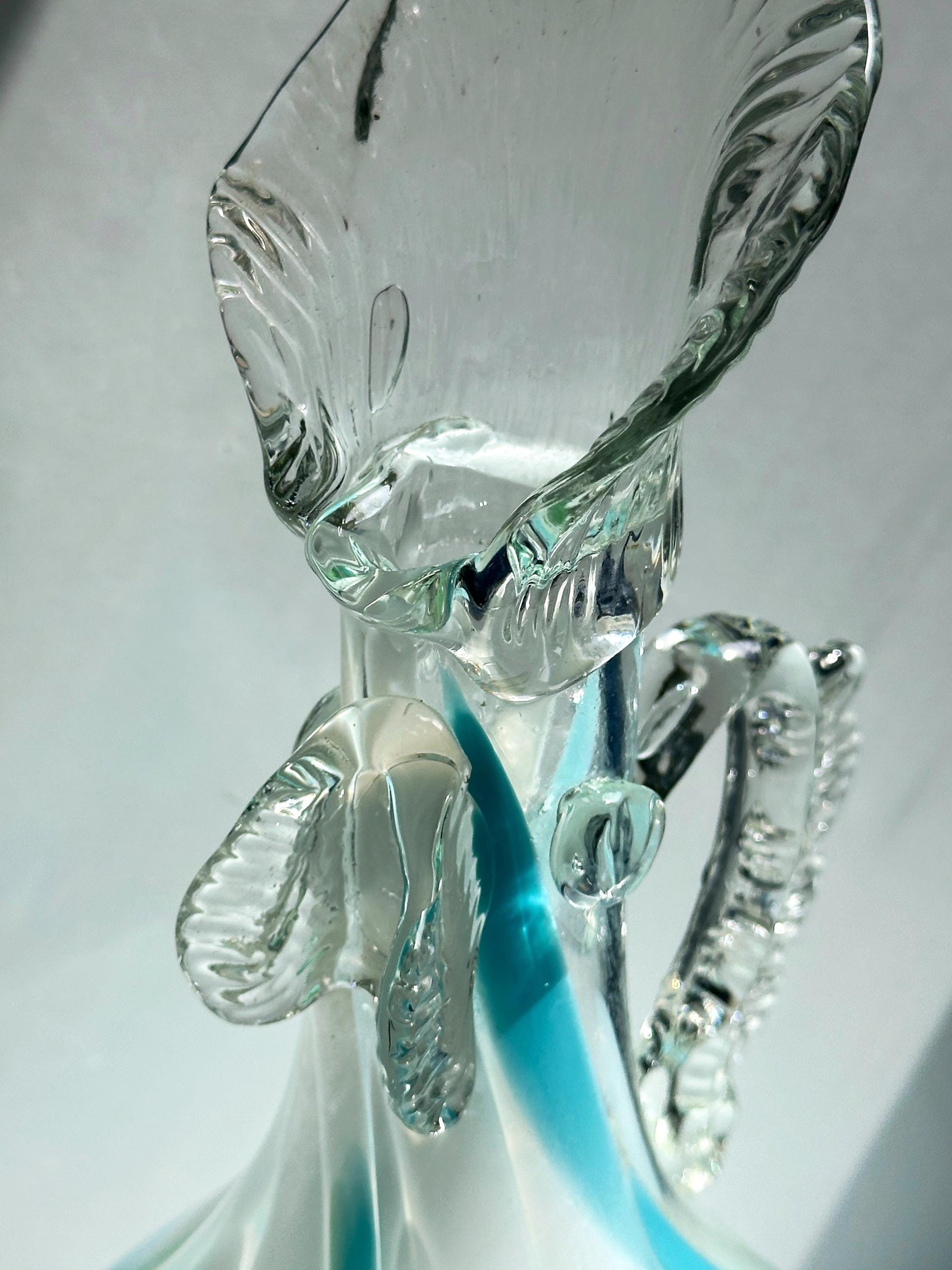 Vintage Vase Murano Hahn Henne mundgeblasen blau