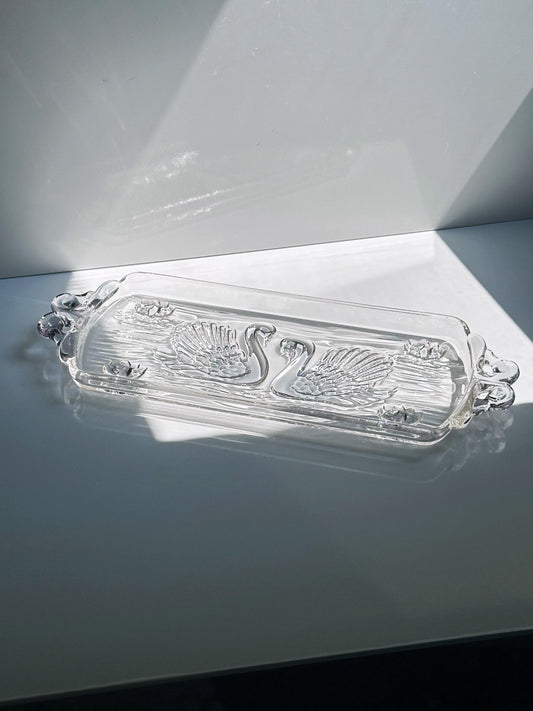 Vintage Kuchenplatte Schwan von Walther Glas