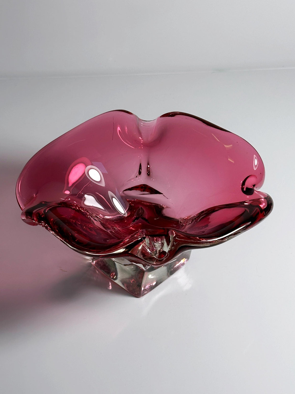 Vintage Schale Vide Poche von Josef Hospodka für Chribska, böhmisches Cranberry Glas