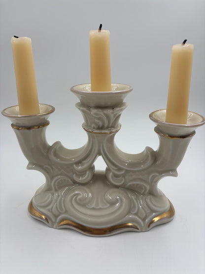 Vintage Kerzenständer Schlottenburg von Arzberg Porzellan Golddekor 3-flammig